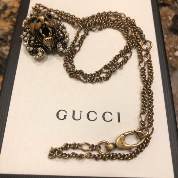 Gucci Lion Head Pendant Necklace NEW IN BOX